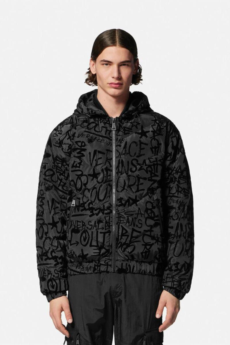 VERSACE JEANS COUTURE- GRAFFITI FLOCK PUFFER JACKET - Omberon