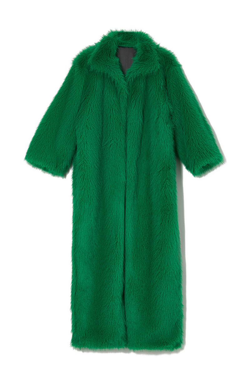 MILKWHITE LONG FAUX FUR COAT Omberon