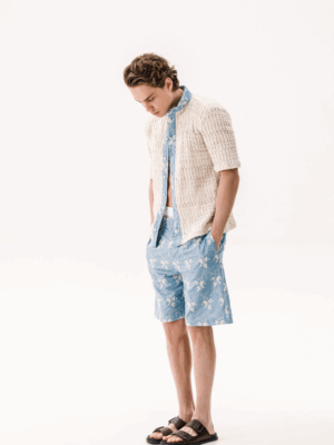 DANTE - ATTILIO SHORTS EMBROIDERED BLUE - Image 2