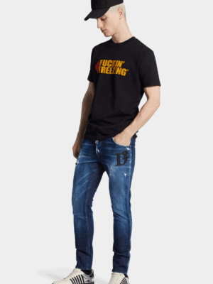 DSQUARED2 - DARK MIDNIGHT BLUE WASH SKATER JEANS - Image 3