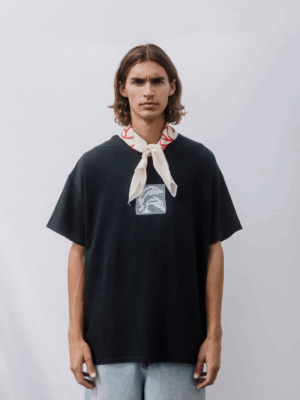 HARDCLO - CROCHETED DOILIES PATTERN T-SHIRT BLACK - Image 3