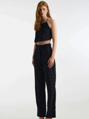 STUDIO83 - LUNA BLACK BRODERIE PANTS - Image 2