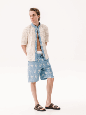 DANTE - ATTILIO SHORTS EMBROIDERED BLUE - Image 3