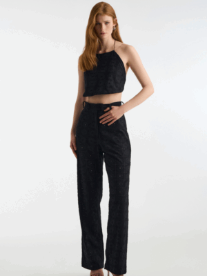 STUDIO83 - LUNA BLACK BRODERIE PANTS
