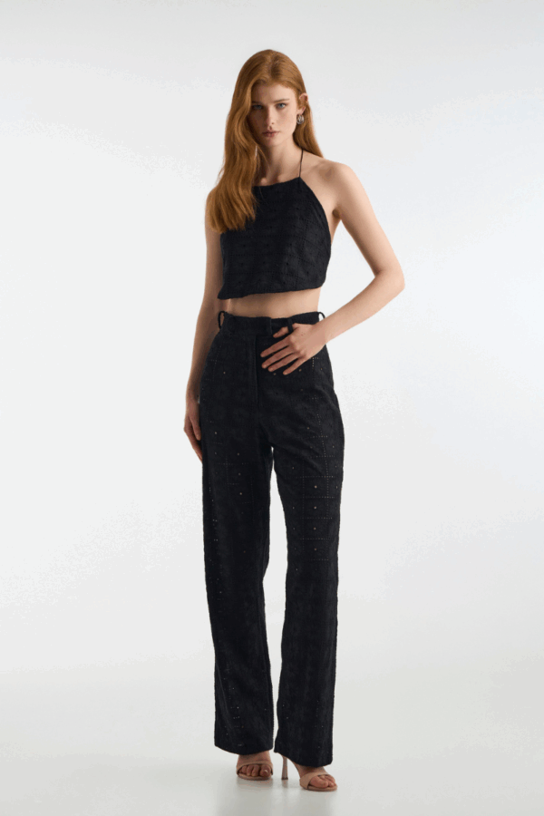 STUDIO83 - LUNA BLACK BRODERIE PANTS