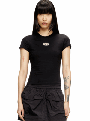 DIESEL - T-UNCUTIE-LONG-OD-Q1 T-SHIRT BLACK - Image 3