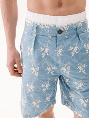 DANTE - ATTILIO SHORTS EMBROIDERED BLUE - Image 4