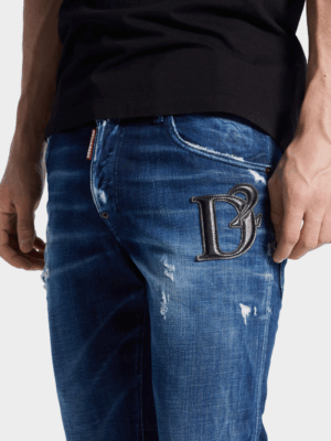 DSQUARED2 - DARK MIDNIGHT BLUE WASH SKATER JEANS - Image 5