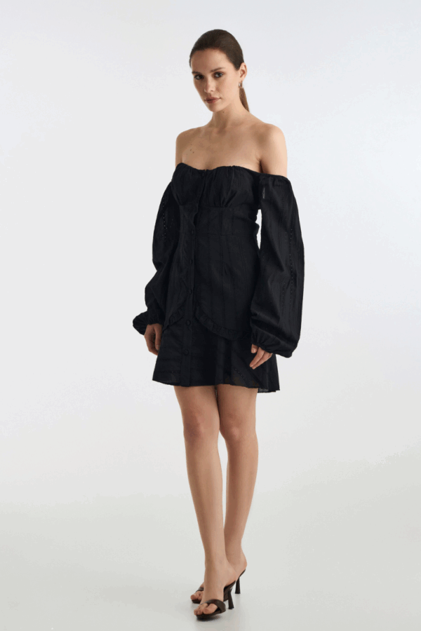 STUDIO83 - POPLIN MINI BLACK DRESS