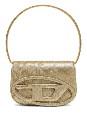 DIESEL - 1DR GLITTER-EMBELLISHED SHOULDER BAG GOLD
