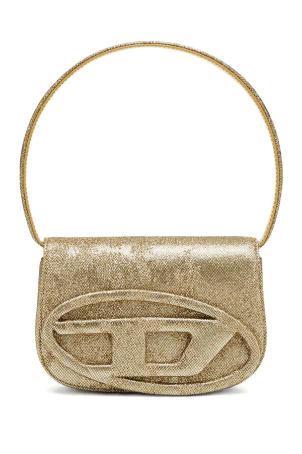 DIESEL - 1DR GLITTER-EMBELLISHED SHOULDER BAG GOLD