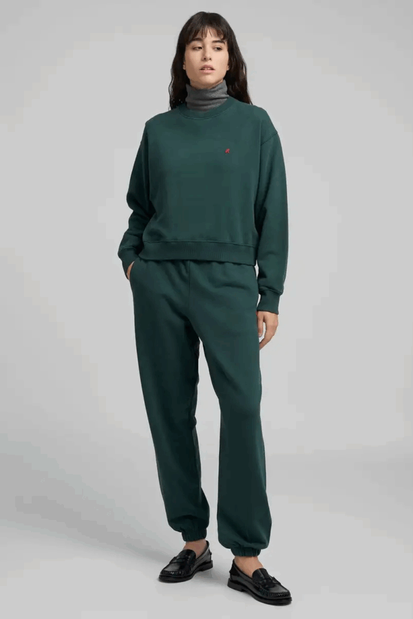 REPLAY - COTTON SWEATSHIRT WITH EMBROIDERY GREEN