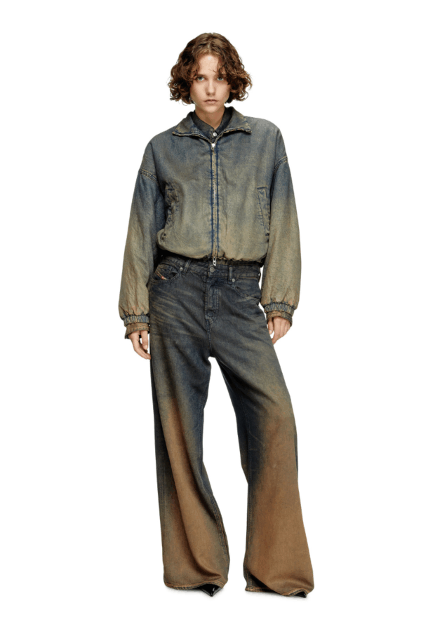 DIESEL - DE-FLOWER-S JACKET IN FLUID SHADED DENIM