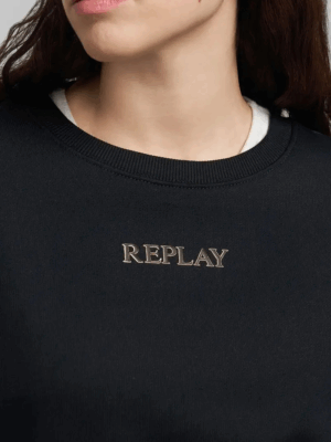 REPLAY - OVERSIZED COTTON SWEATSHIRT BLACK - Image 5