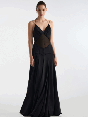 STUDIO83 - EMMA SATIN MAXI BLACK DRESS - Image 2