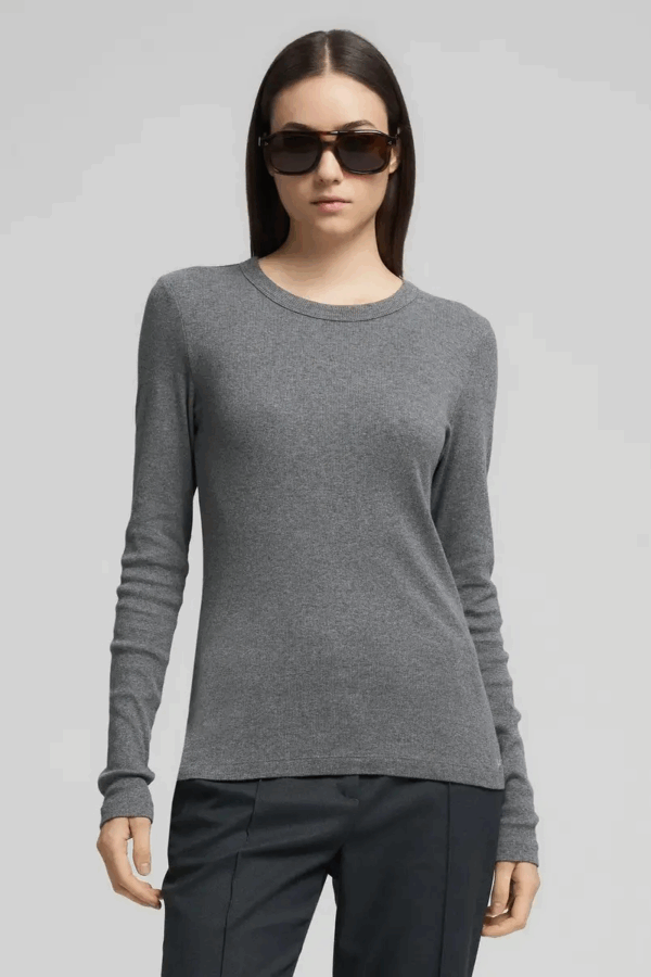 REPLAY - SLIM-FIT LONG SLEEVE T-SHIRT DARK GREY