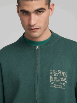 REPLAY - FULL-ZIP PULLOVER WITH LETTERING
