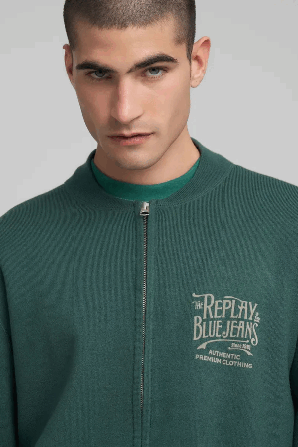 REPLAY - FULL-ZIP PULLOVER WITH LETTERING