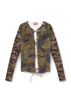 DIESEL - T-AFRY TIE CARDIGAN WITH MIXED CAMO PRINTS - Image 4