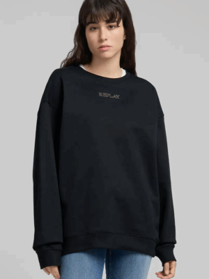 REPLAY - OVERSIZED COTTON SWEATSHIRT BLACK