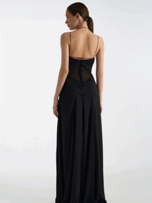 STUDIO83 - EMMA SATIN MAXI BLACK DRESS - Image 3