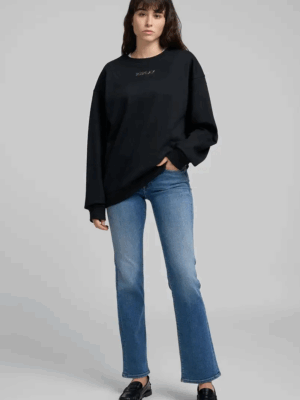 REPLAY - OVERSIZED COTTON SWEATSHIRT BLACK - Image 3