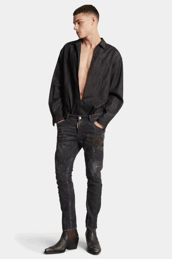 DSQUARED2 - BLACK NIRVANA WASH SKATER JEANS