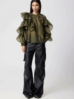 AVANT GARDE - GREEN SHIRT WITH VOLAN
