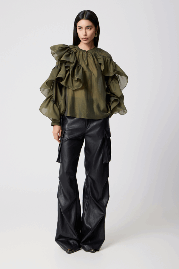 AVANT GARDE - GREEN SHIRT WITH VOLAN