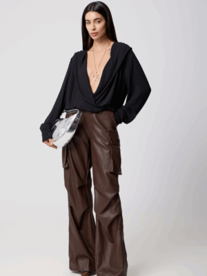 AVANT GARDE - BROWN FAUX LEATHER PANTS