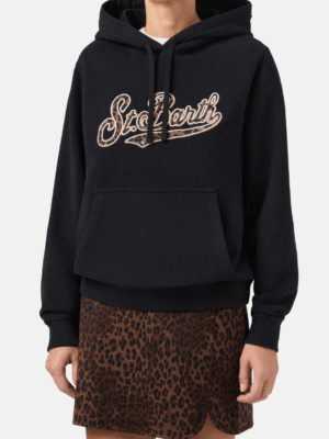MC2 SAINT BARTH - VIRGINIA SWEATSHIRT WITH ST. BARTH ANIMAL EMBROIDERY BLACK/BEIGE