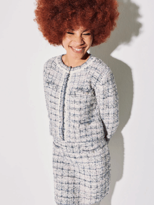 TAILOR MADE - MULTICOLOUR KNIT SET SKIRT / JACKET GREY