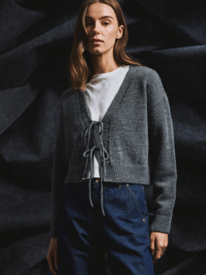 TAILOR MADE - STRING KNIT CARDIGAN OFF WHITE - Image 2