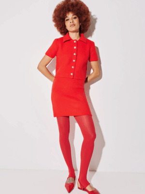 TAILOR MADE - KNIT CHIC SET JACKET / SKIRT RED