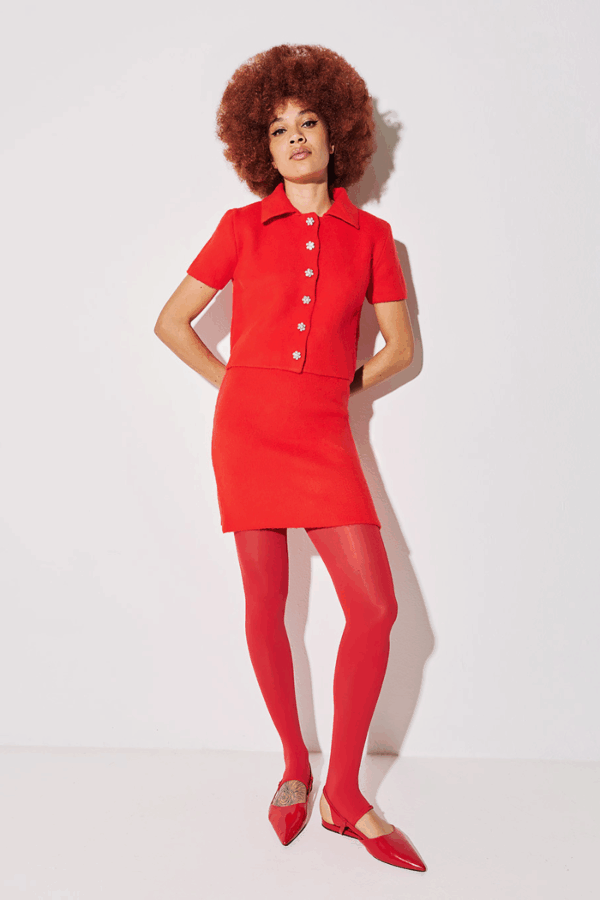 TAILOR MADE - KNIT CHIC SET JACKET / SKIRT RED