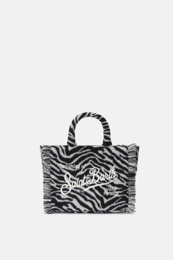MC2 SAINT BARTH - VANITY MINI FELT HANDBAG IN ZEBRA-PRINTED WOOL BLEND