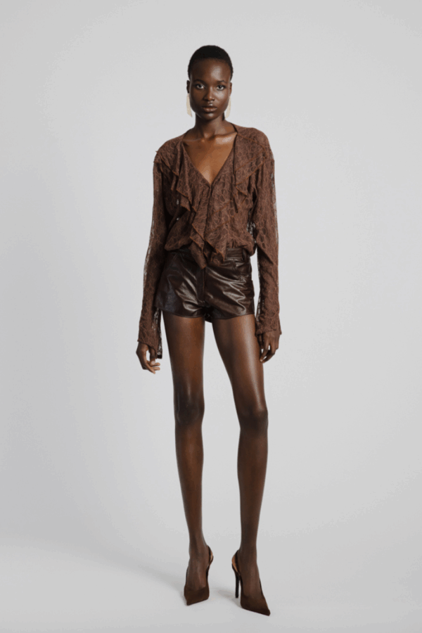 STUDIO83 - LACE SHIRT BROWN
