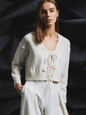 TAILOR MADE - STRING KNIT CARDIGAN OFF WHITE