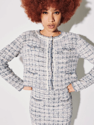 TAILOR MADE - MULTICOLOUR KNIT SET SKIRT / JACKET GREY - Image 2