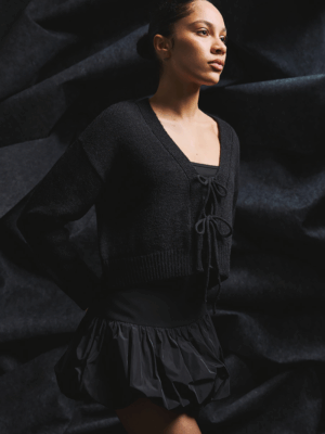 TAILOR MADE - STRING KNIT CARDIGAN BLACK - Image 2