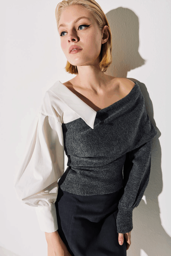 TAILOR MADE - SHIRT KNIT SWEATER GREY