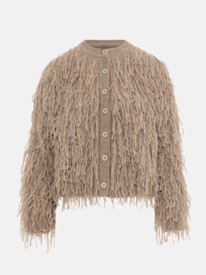 TAILOR MADE - SHORT FRINGED KNIT CARDIGAN BEIGE - Image 2