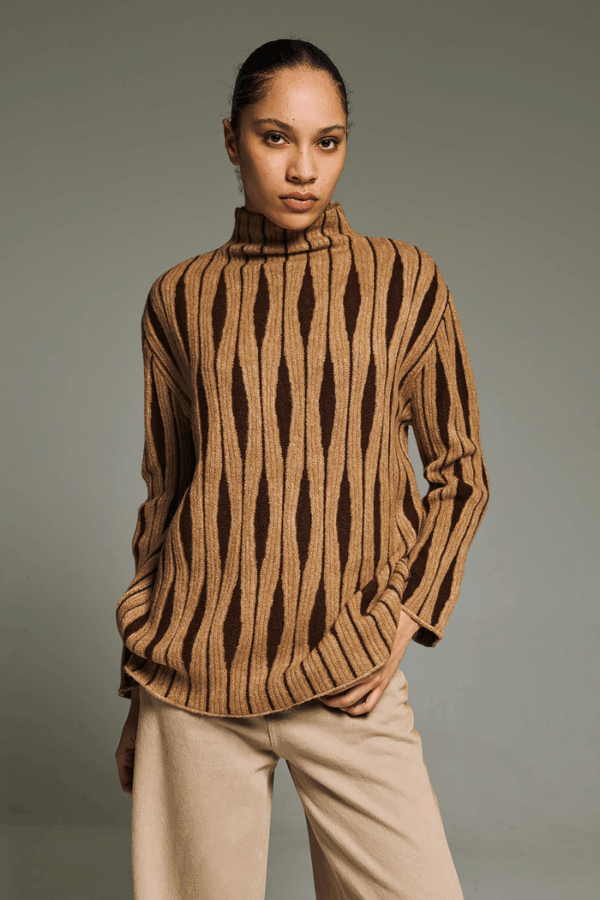 TAILOR MADE - ROMBUS KNIT SWEATER CAMEL