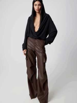 AVANT GARDE - BROWN FAUX LEATHER PANTS - Image 3