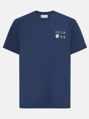 MC2 SAINT BARTH - ARNOTT BLUE COTTON T-SHIRT WITH GIN CLUB EMBROIDERY - Image 4