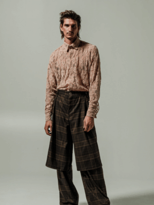 DANTE - ARMONIA PANTS PLAID BROWN