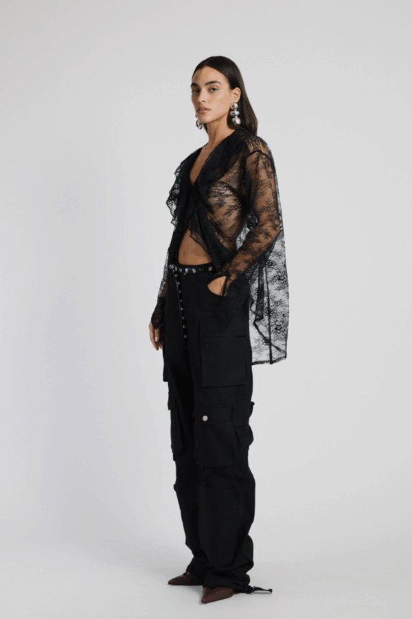 STUDIO83 - LACE SHIRT BLACK