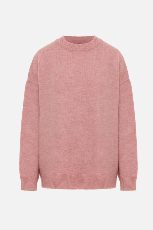 TAILOR MADE - OVERSIZED ROUND NECK KNIT SWEATER PINK