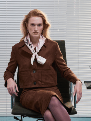 MILKWHITE - FAUX SUEDE CROP JACKET