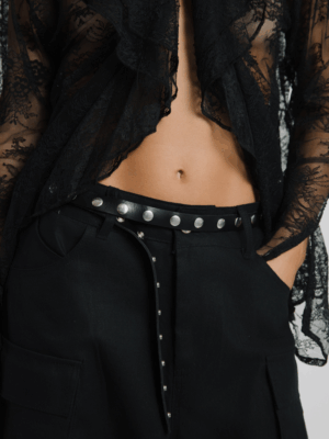 STUDIO83 - STUDDED LEATHER SILVER BELT